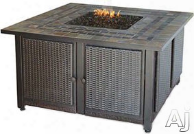 Blue Rhino Gad1393sp Outdoor Lp Gas Fiireplace With 30,000 Btu, Electronic Ignition, Slate Tile Mantle With Copper Accents, Faux Wicker Panels And Bronze Glass Included