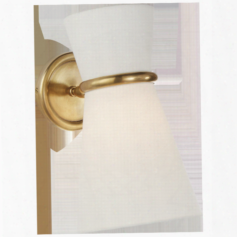 Clarkson Small Single Pivoting Sconce In Various Finishes W/ Linen Shade Design By Aerin