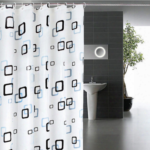 Classic Modern Plaid Pattern 1.8*2m Thick Waterproof Peva Shower Curtain Bathroom Curtain With Hooks Free Shipping