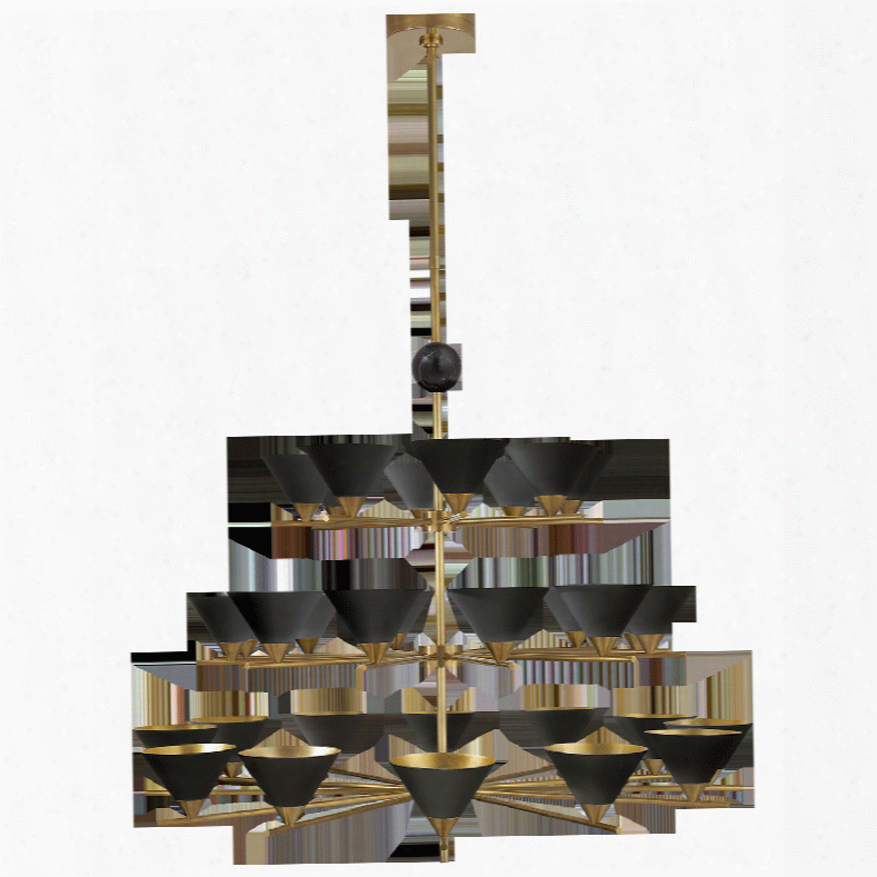 Cleo Three-tier Chandelier In Antique-burnished Brass W/ Various Shads Design By Kelly Wearstler