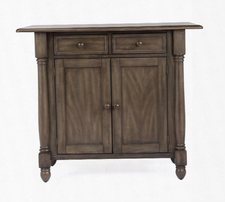 Dlu-ki-4222-ag Shades Of Gray Drop Leaf Kitchen Island With 2 Drawers 2 Doors And Pillar Details In Weathered