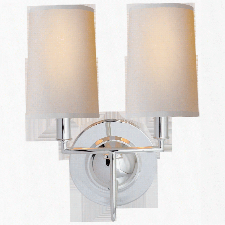 Elkins Double Sconce In Various Finishes W/ Natural Paper Shades Design By Thomas O'brien