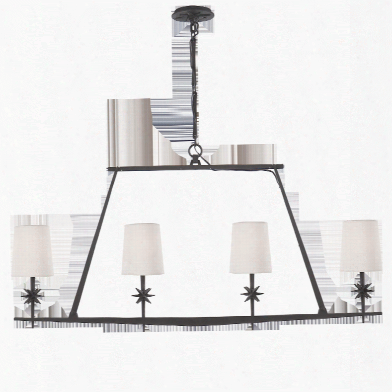 Etoile Linear Chandelier In Various Finishes W/ Natural Paper Shades Design By Ian K. Fowler