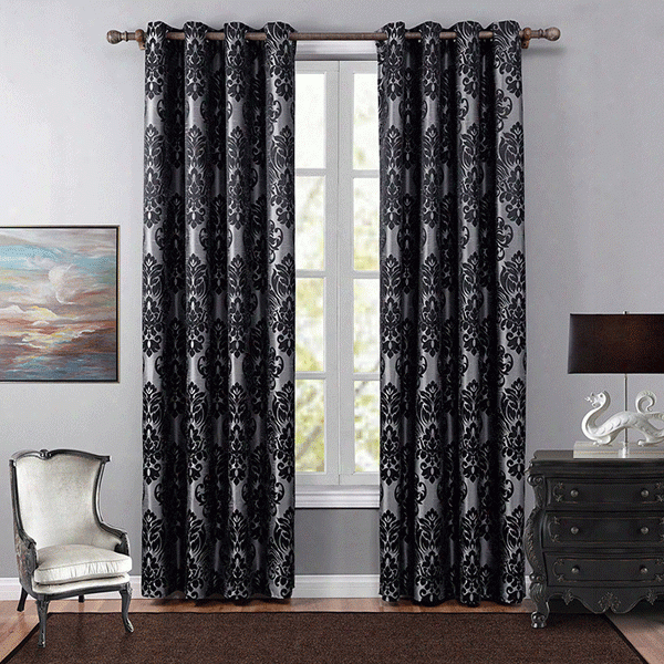 High-end Classical European Style Curtains One Panel Jacquard Curtain For Living Room Black Bedroom Polyester Blackout Curtain Drapes