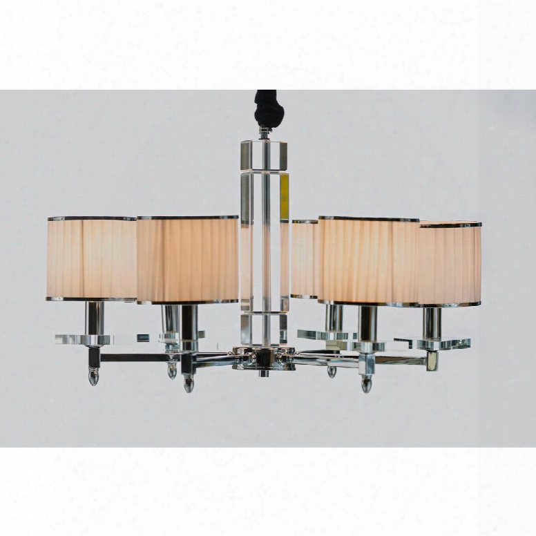 Lm7829-6 Chrome Crystal Chandelier 6 Lights With Shades And Ceiling Mount