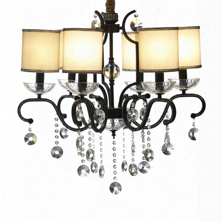 Lm7832-6 Oil Rubbed Bronze Modern Light Crystal Chandelier With Shades & Crystal