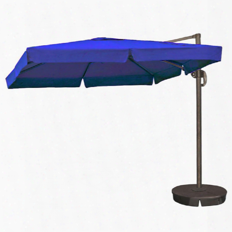 Nu6180 Santorini Ii 10-ft Square Cantilever Umbrella W/ Valance In Blue Sunbrella