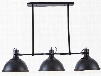 Meddalyn Collection LS-C119 47.5" Island Pendant Lamp with 3-Light Fixture Angular Frame Dome Shades Glass Diffusers and Iron Construction in Black