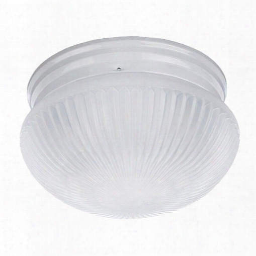 Sea Gull Lighting 59440ble-15 Flush Mount With White Finish, Satin White Ribbed Glass Shads