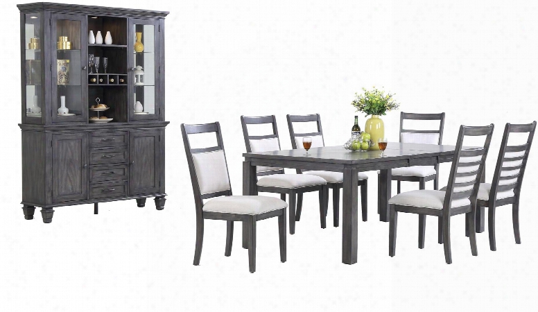 Shades Of Gray Collection Dlu-le9282-c90-bh9pc 9 Piece Dining Set With China