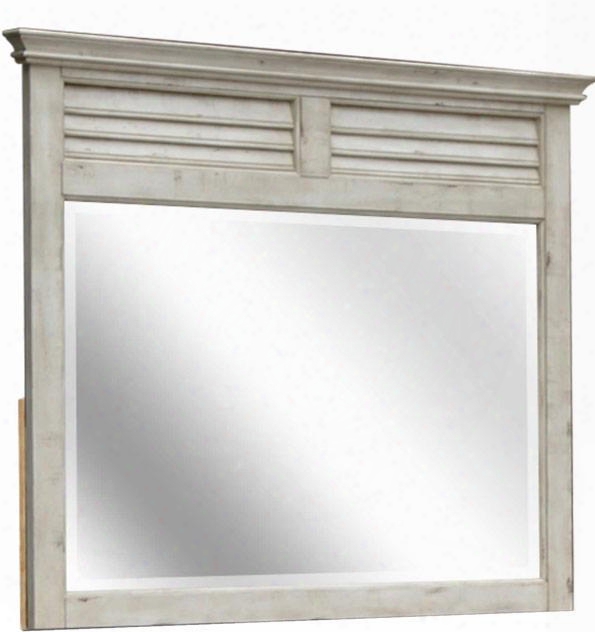 Shades Of Sand Collection Cf-2334-0489 50" X 45" Mirror With Decorative Shutters Beveled Glass Edges And Molding Details In Antique Happy And Regular