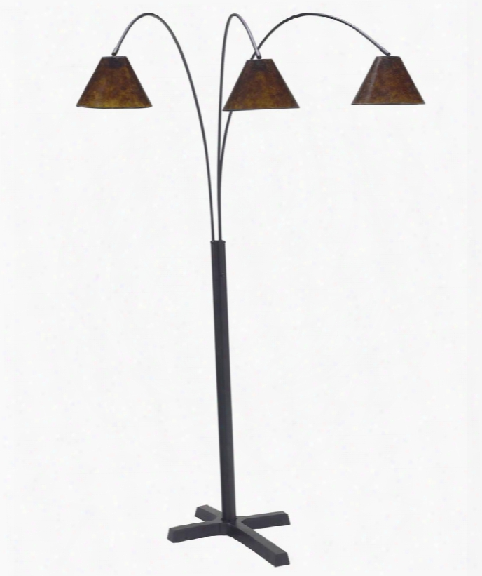 Sharde L725049 82" Tall Metal Arc Lamp With 3 Lights Mica Shades And Dimmer Switch In