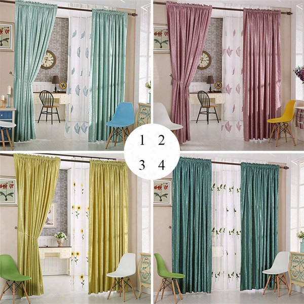 Sheer Curtain Blackout Drapes Jacquard Weave Curtain Drapes Embroidery Pattern Polyester Window Curtains Multi Colors 42w/50w/72w 1 Panel