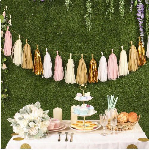 Wedding Decoration 5pcs Tissue Paper Tassels Garland Ribbon Balloons Birthday Curtain Marriage Car Party Supplies