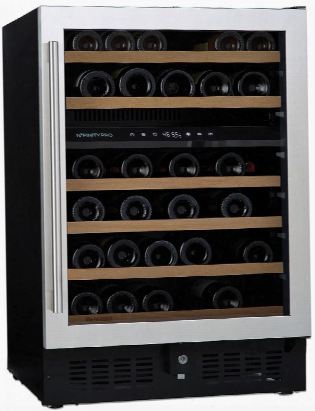 237 02 46 03 24" N'finity Pro S Dual Zone Wine Cooler With 46 Bottle Capacity Cool Blue Led Lighting Digital Climate Control Charcoal Filter In Stainless