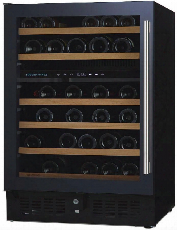 237 03 46 04 24" N'finity Pro S Dual Zone Wine Cooler With 46 Bottle Capacity Cool Blue Led Lighting Digital Climate Control Charcoal Filter In Black With