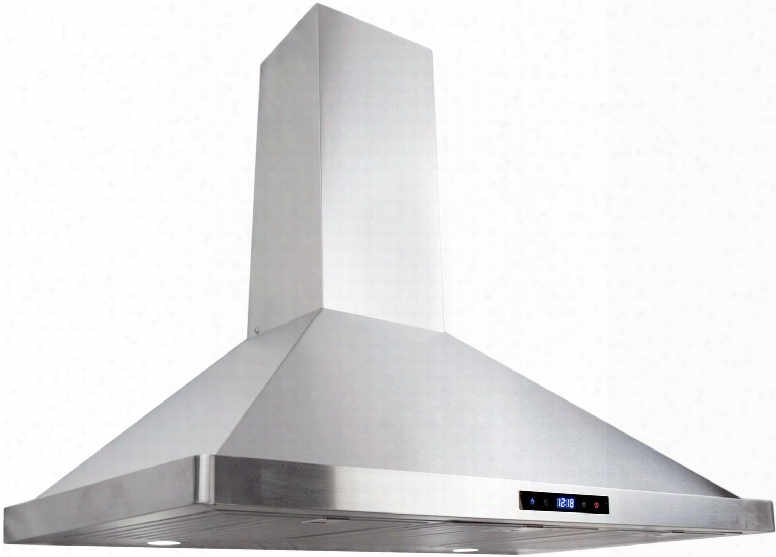 63190s-cfm 36" Wall Mount Chimney Range Hood With 380 Cfm 3 Speed Control Led Lighting And Dishwasher Safe Baffle Filters In Stainless