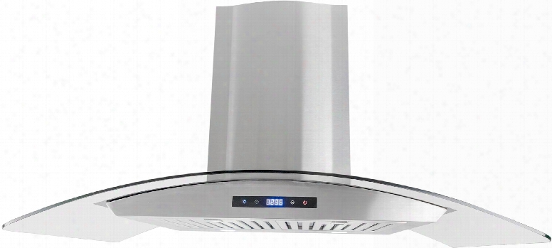 668as90-cfm 36" Glass Canopy Chimney Wall Range Hood With 380 Cfm 3 Speed Control Led Lighting And Dishwasher Safe Baff1e Flters In Stainless