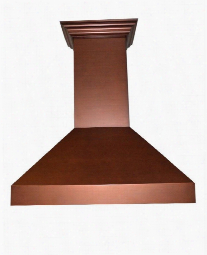 8597c48 48" Wall Range Hood With Crown Molding 4 Directional Led Lights Pseed/timer Panel With Lcd And Stainless Steel Baffle Filters In 7-layer Copper