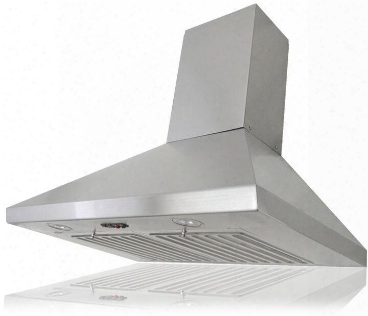 Chx8136sqb-dc46-1 36" Wall Mount Range Hood With 750 Cfm Internal Blower 3 Speeds Rocker Switch Control Led Lights Professional Baffle Filters And