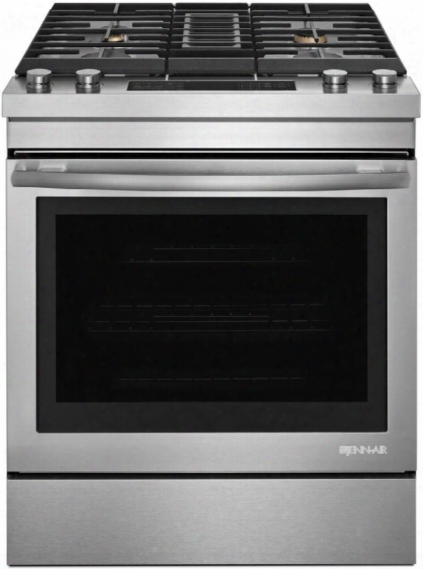 Jds1750fs 30" Dual Fuel Range With Downdraft Ventilation Duct Free Filter Kit Brass Burners Durafinish Protection And Telescoping Glide Rack In Stainless