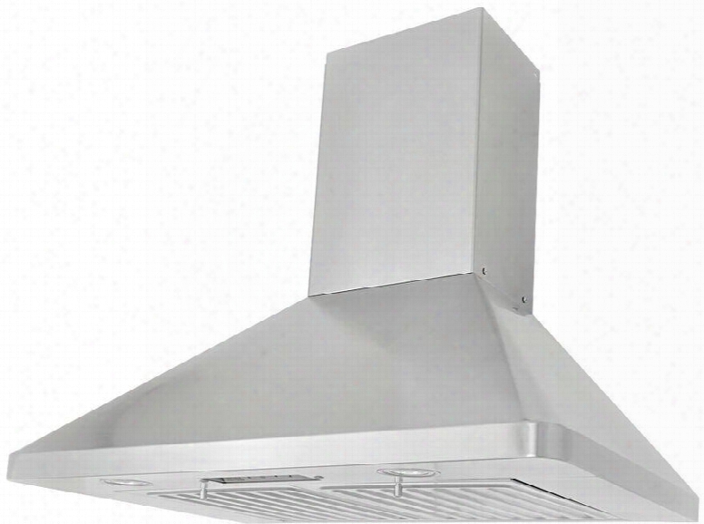 Ra9436sqb-dc46-1 36" Wall Mount Range Hood With 750 Cfm Internal Blower 6 Speeds Electronic Button Control Led Lights Ecomode Professional Baffle Filters