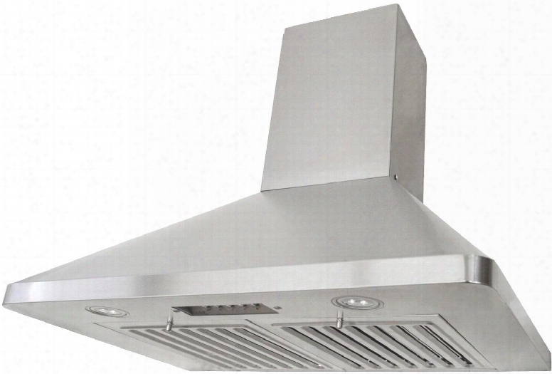 Rax9436sqb-dc46-1 36" Wall Mount Range Hood With 680 Cfm Internal Blower 3 Speeds Mechanical Push Button Control Eld Llights Professional Baffle Filters And