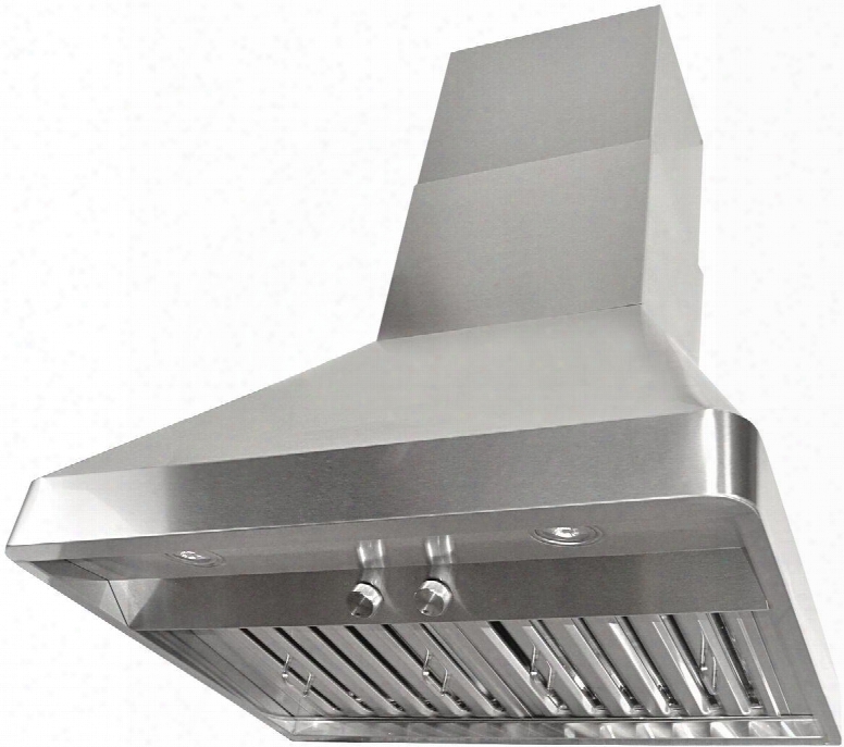 Rax9536sqb-dc24-1 36" Wall Mount Range Hood With 760 Cfm Internal Blower 3 Speeds Rotary Control Led Lights Stainless Steel Baffle Filters And Quietmode: