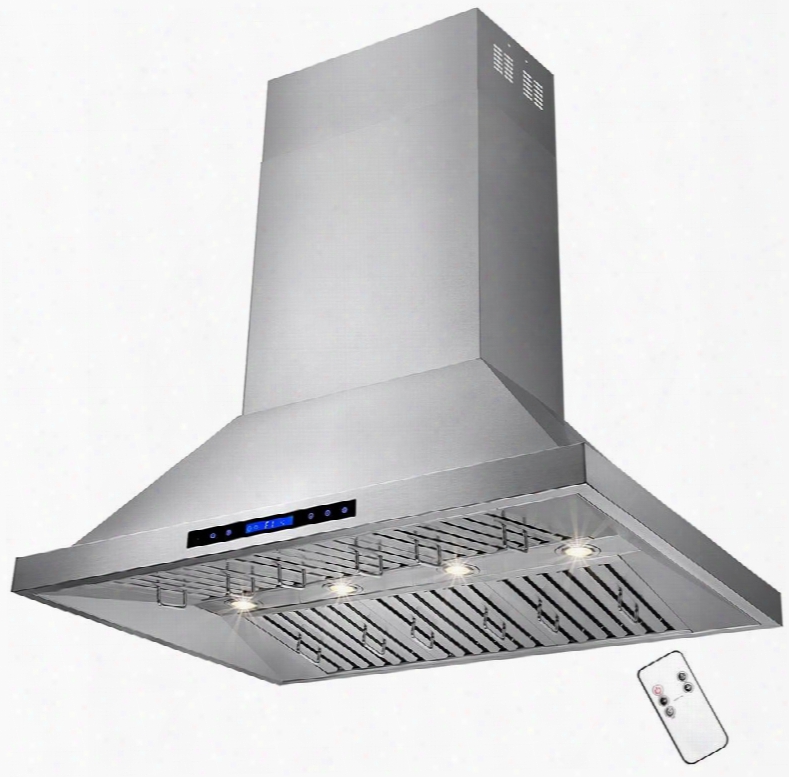 Rh0162 48" Dual Motor Islamd Range Hood With 820 Cfm 65 Dba 4 Halogen Lighting 6 Stainless Steel Baffle Filters And Touch Panel Controls In Stainless