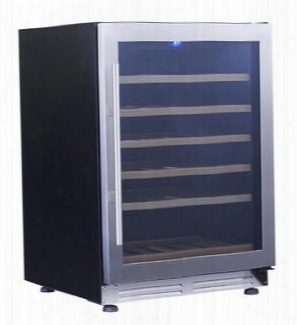 Wcf51s3ss 24" Single Zone Wine Chiller With 51 Bottle Capacity Pull-out Wooden Shelves Built-in Fan With Charcoal Filter Led Light Control In Stainless