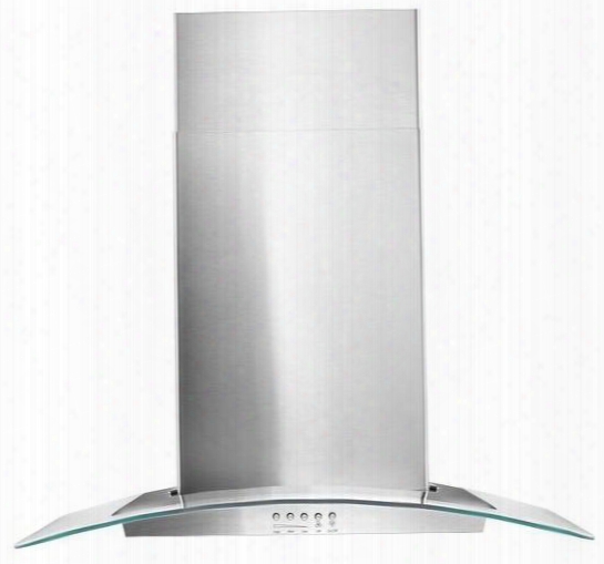 Wvw51uc0fs 30" Concave Glass Wall Mount Chimney Hood With 400 Cfm In-line Blower Dishwasher-safe Grease Filter And Led Lighting: Stainless