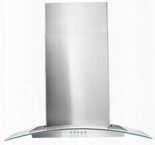 Wvw51uc6fs 36" Concave Glass Wall Mount Chimney Hood With 400 Cfm In-line Blower Dishwasher-safe Grease Filter And L Ed Lighting: Stainless