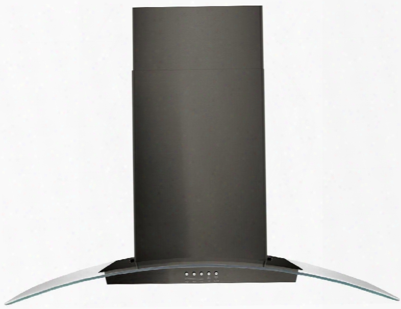 Wvw51uc6hv 36" Concave Glass Wall Mount Chimney Hood With 400 Cfm In-line Blower Dishwasher-safe Grease Filter And Led Lighting In Black Stainless