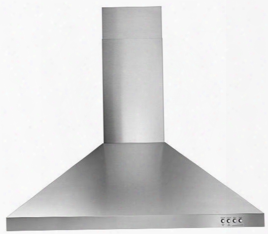 Wvw53uc6fs 36" Contemporary Wall Mount Range Hood With 400 Cfm In-line Blower Dishwasher-safe Grease Filter 3 Fan Speeds And Led Lighting: Stainless