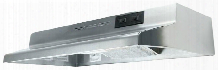 Ad1308 30" Under Cabinet Hood With Charcoal Filter 75w Incandescent Lighting And Rocker Switch Controls With 2 Speeds: Stainless