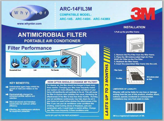 Arcfil3m Replacement 3m Antimicrobial High Air Flow Air Filter For Arc-14s Arc-14sh & Arc-143mx Portable Air