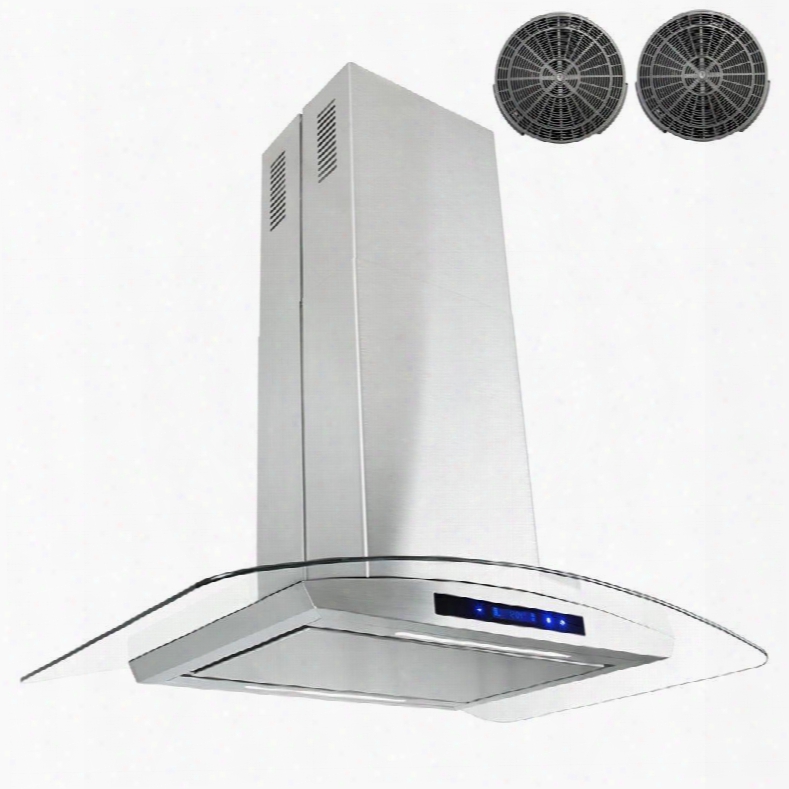 Gir0530p 30" Island Mount Range Hood With 870 Cfm 65 Db Innovative Touch 1.5w Led Lighting 3 Fan Speed Aluminum Grease Filter And Ductless: Stainless