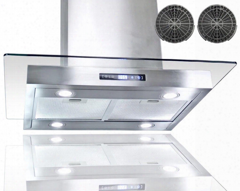 Girci30 30" Island Mount Range With 870 Cfm 65 Db Innovative Touch Led Lighting 3 Fan Speed Aluminum Grease Filter And Ductless: