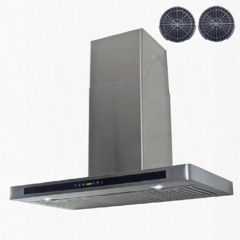 Gwr53a36 36" Wall Mount Range Hood With 760 Cfm 65 Db Innovative Touch 2w Led Lighting 3 Fan Speed Stainless Steel Baffle Filter And Ductless: Stainless