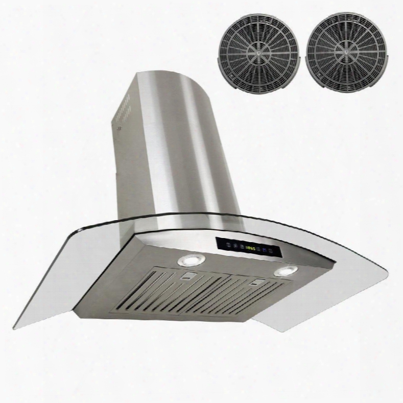 Gwr73c30 30" Wall Mount Range Hood With 760 Cfm 65 Db Innovative Touch 2w Led Lighting 3 Fan Speed Spotless Steel Baffle Filter And Ductless: Stainless