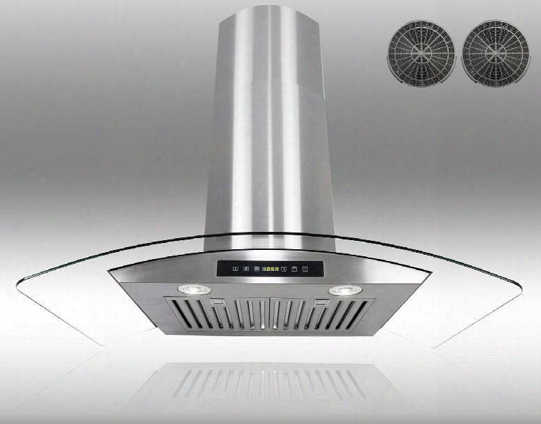 Gwr73c36 36" Wall Mount Range Hood With 760 Cfm 65 Db Innovative Touch 2w Led Lighting 3 Fan Speed Stainless Steel Baffle Filter And Ductless: Stainless