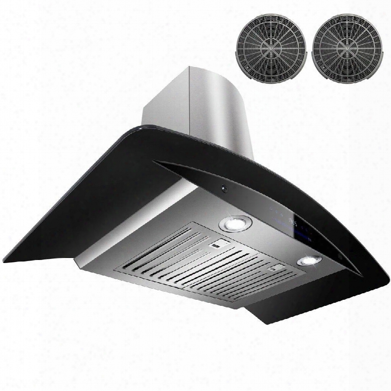 Gwr73n36 36" Wall Mount Range Hood With 760 Cfm 65 Db Innovative Touch 2w Led Lighting 4 Fan Speed Stainless Steel Baffle Filter And Ductless: