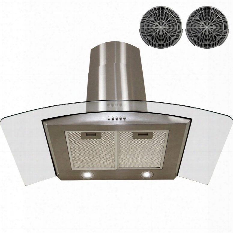 Gwr73s30 30" Wall Mount Range Hood With 760 Cfm 65 Db Crisp Analog Push Buttons 2w Led Lighting 3 Fan Speed Aluminum Grease Filter And Ductless: Stainless