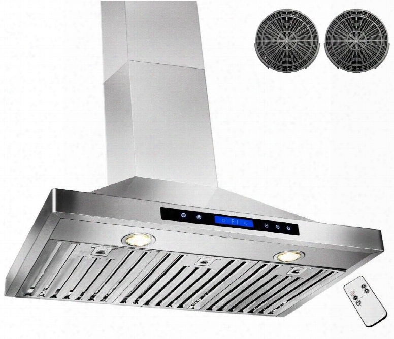 Gwrb236 36" Wall Mounted Range Hood With 760 Cfm 65 Db Innovative Touch Halogen Lighting 3 Fan Speed Stainless Steel Baffle Filter Remote Control And