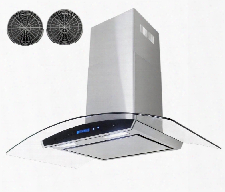 Gwrkz436p 36" Wall Mount Range Hood With 760 Cfm 65 Db Innovative Touch 1.5w Led Lighting 4 Fan Speed Aluminum Grease Filter And Ductless: Stainless