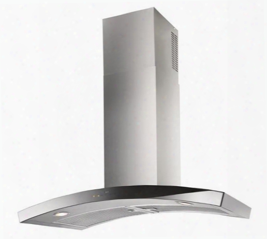 Wc35e90sb 36" Dune Wall Mount Chimney Hood With Heat Sentry Clean Filte Rreminder Stainless Steel Mesh Grease Filters And Led Lighting: Stainless