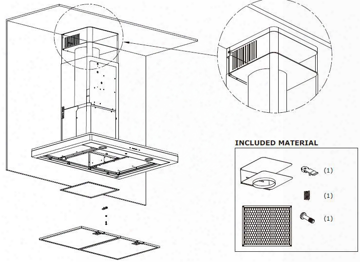 Zrc-00lu Recirculating Kit With Charcoal Filter For Luce Series Wall Mounted Range