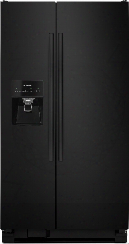 Amana Asi2575frb 36 Inch Side-by-side Refrigerator With 24.5 Cu. Ft. Capacity, Adjustable Spillsaver Glass Shelving, Gallon Door Storage, Humidity Controlled Crisper Drawer, Dairy Center And Ice And Water Dispenser With Everydrop Filter: Black