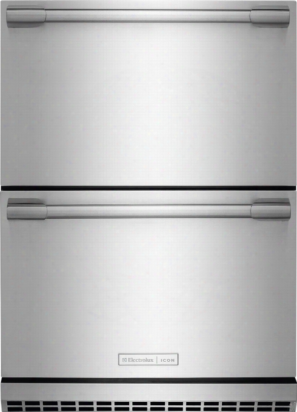 Electrolux Icon E24rd50qs 24 Inch Undercounter Built-in Double Drawer Refrigerator With 4.9 Cu. Ft. Capacity, Led Lighting, Fully Integrated Digital Controls, Pureadvantage Air Filtre And Alarm System