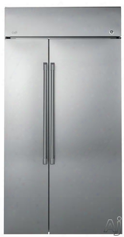 Ge Cafe Series Csb42wskss 42 Inch Side-by-siderefrigerator With Wi-fi Connect, Mu Lti-shelf Air Tower, Ice Maker, Advanced Water Filter, Gallon Door Storage, Adjustable Spill-proof Glass Shelving, Temperature And Humidity-controlled Drawers, Led Lighting 